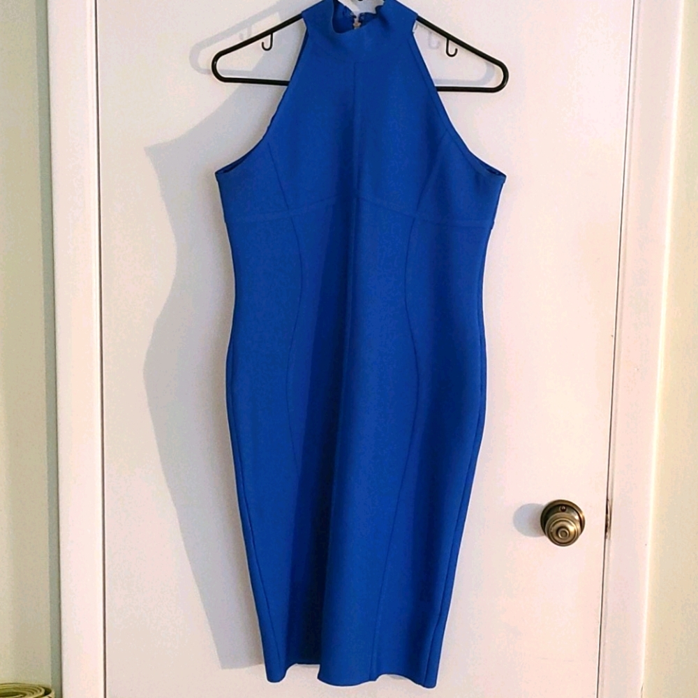 Blue bandage bodycon dress